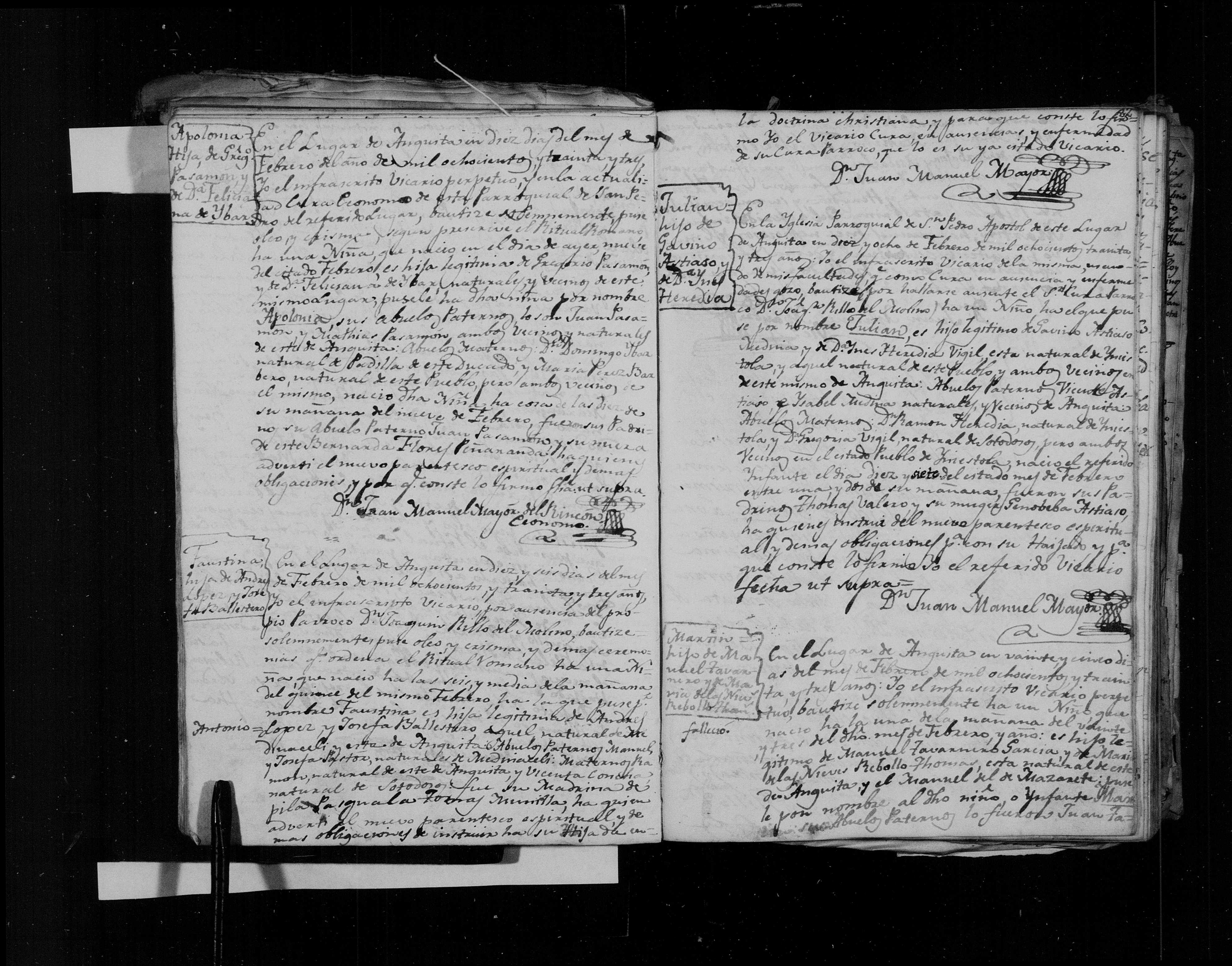 Bautismo de Julián Astiaso Heredia, 18-feb-1833 (img. 974, DGS 7625389) - abuelos maternos Ramón Heredia y Gregoria Vigil