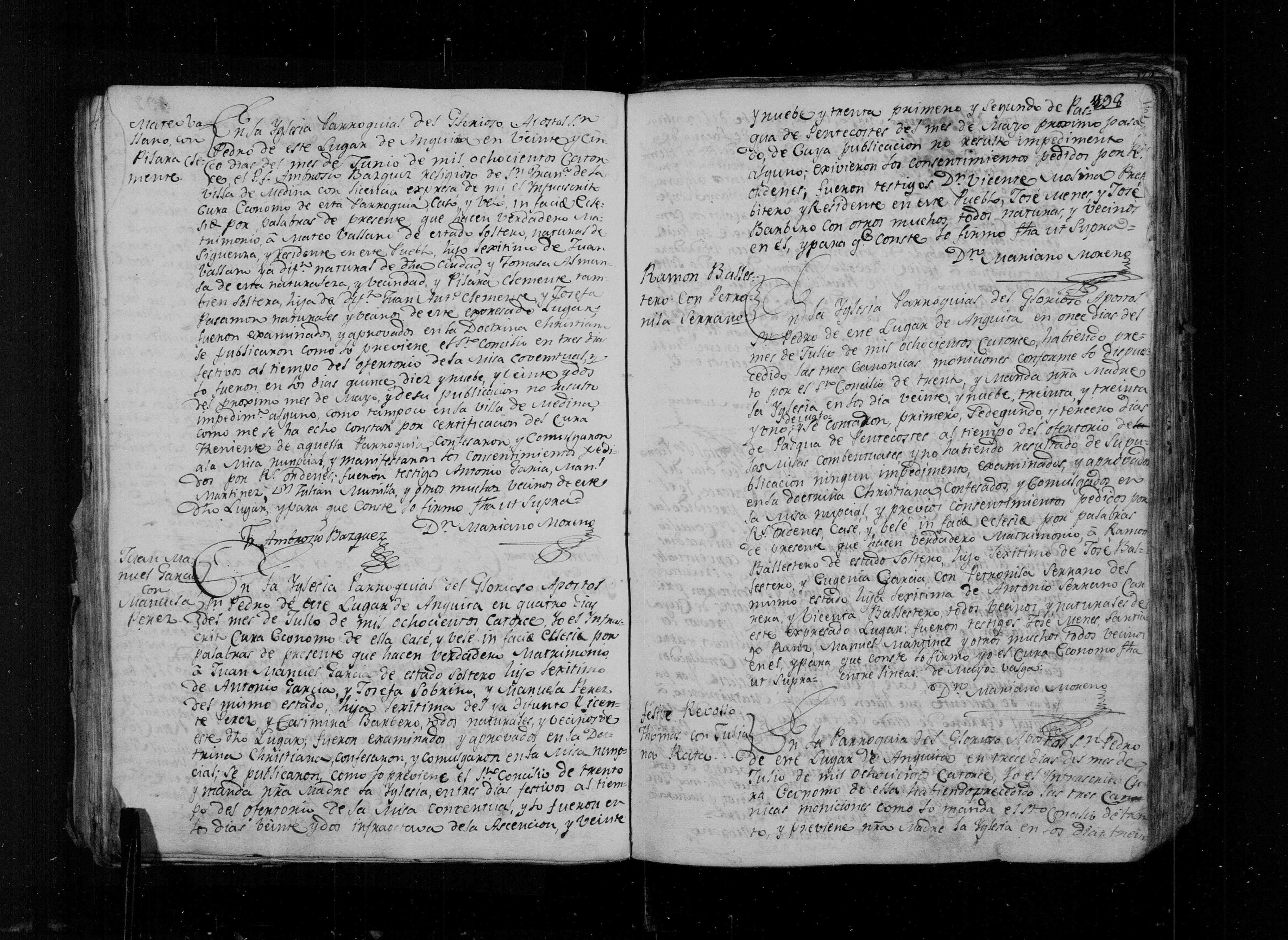 Libro 4º Matrimonios Anguita, f. 98 (img. 2322) - Ramón Ballesteros × Petronila Serrano, 11-jul-1814
