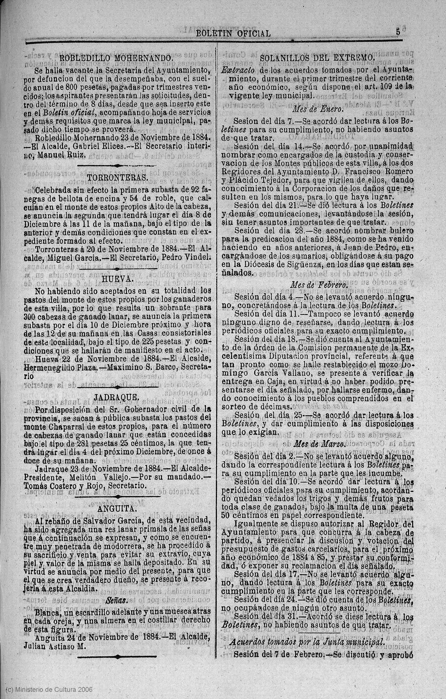 BOP de Guadalajara, nº 64 (26-nov-1884), p. 5 - bando del alcalde Julián Astiaso