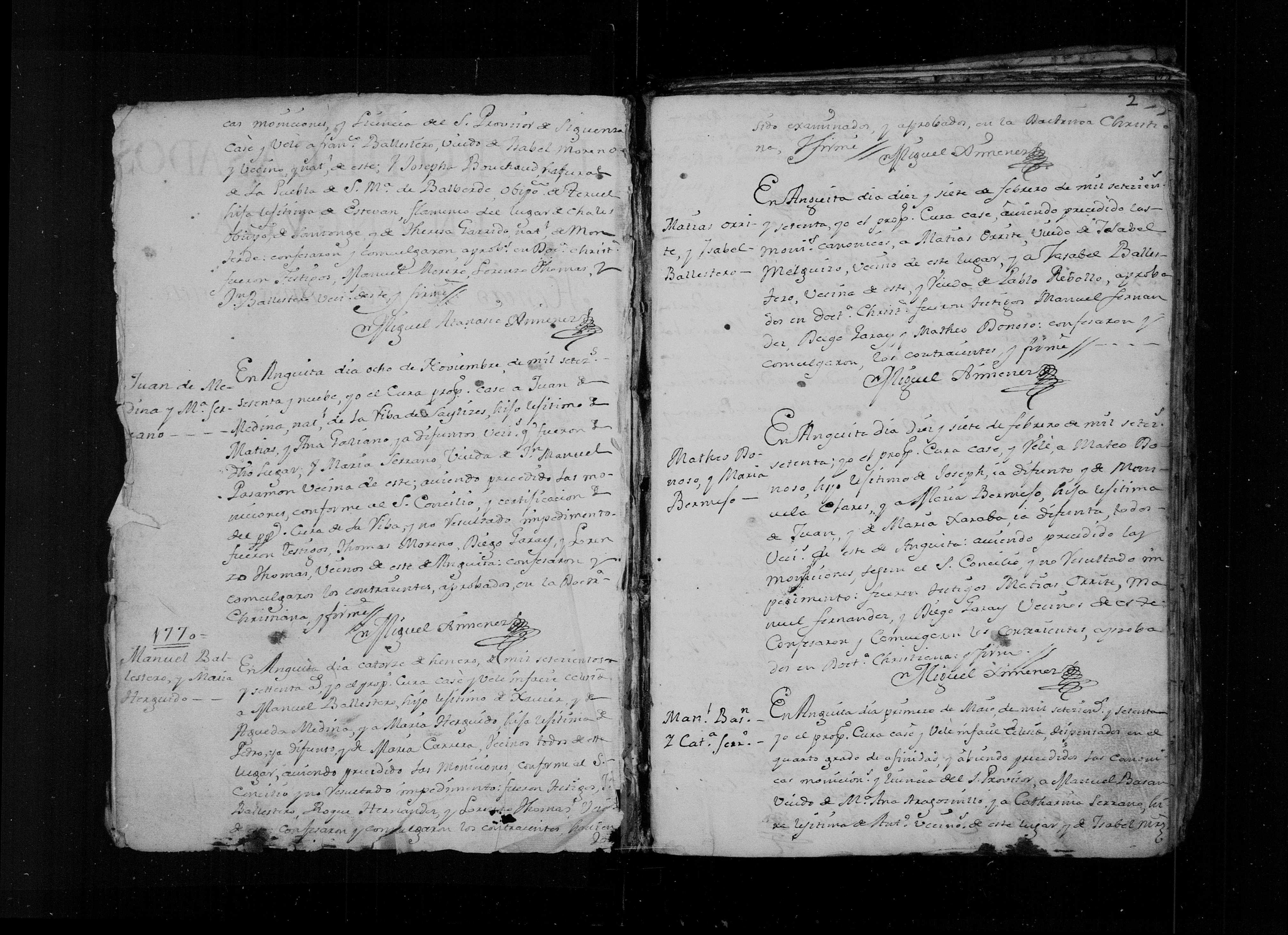 Matrimonio de Francisco Ballestero (viudo de Ysabel Moreno) × Josepha Bouchaud, 1769 (img. 2225, DGS 7625389)