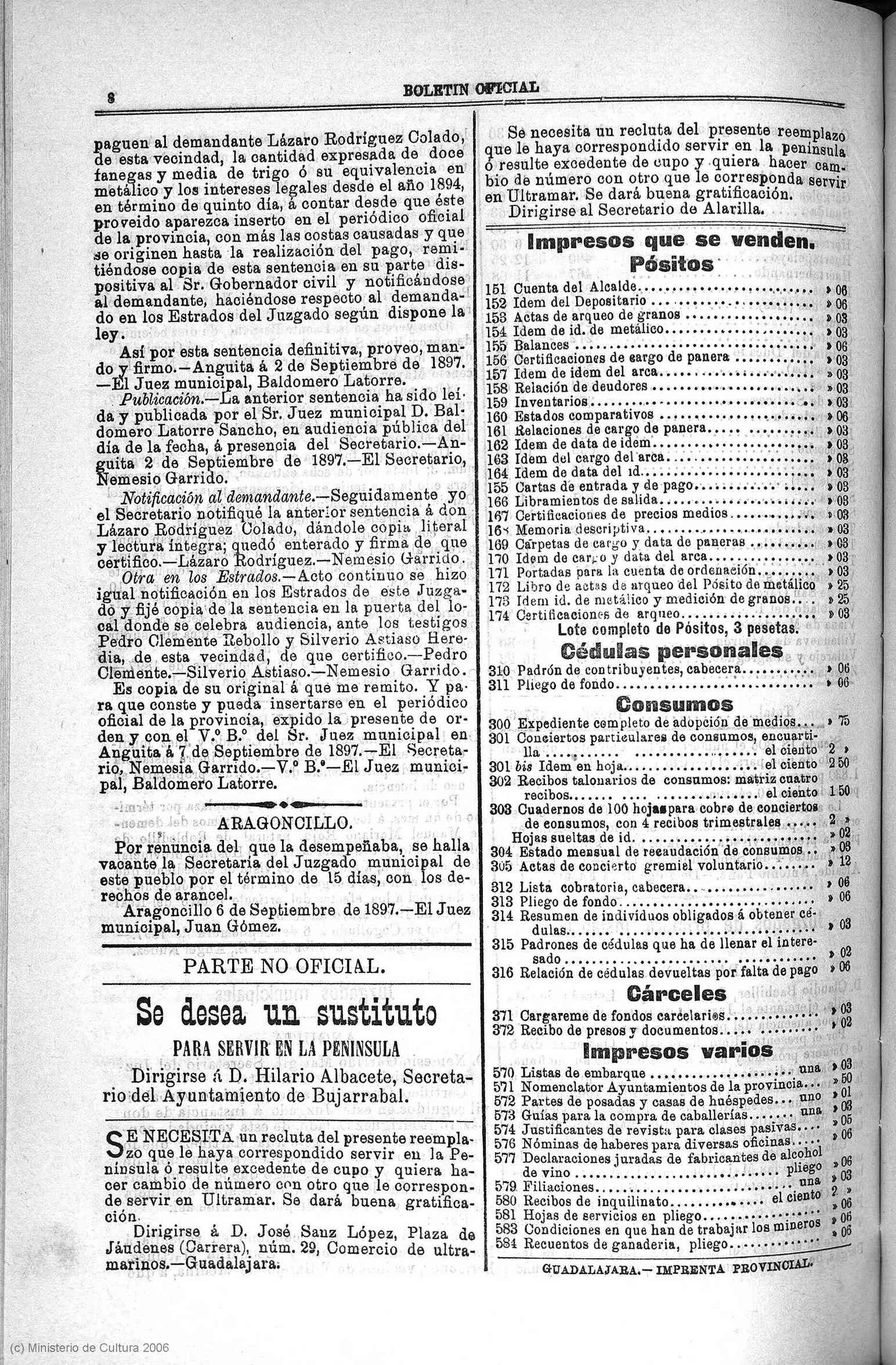 BOP de Guadalajara, nº 112 (13-sep-1897) - Silverio Astiaso Heredia, testigo