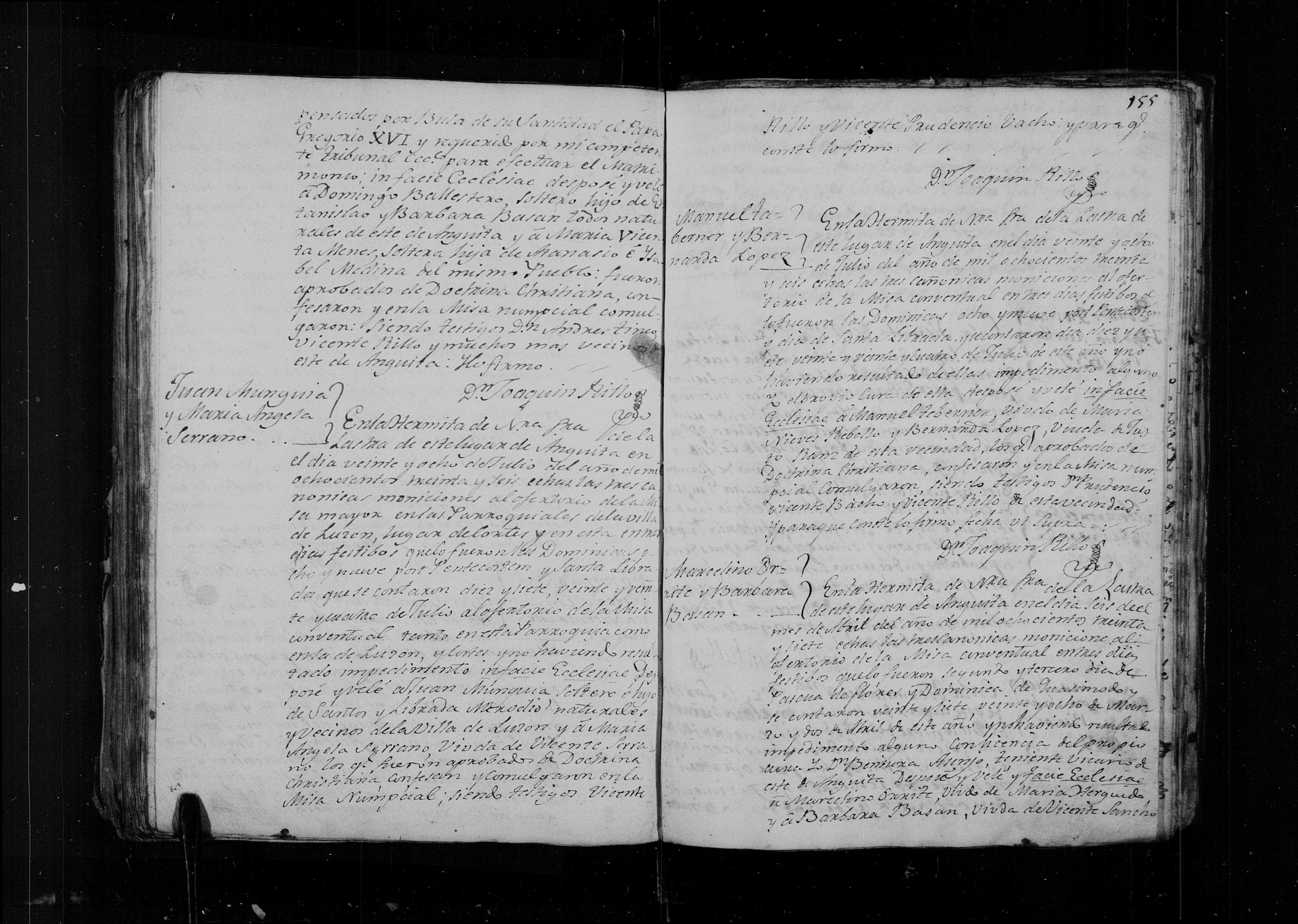 Matrimonio de Domingo Ballesteros Basán × María Vicenta Monés, 30-jun-1836, ermita de la Lastra - dispensa de 4º grado (bula de Gregorio XVI)