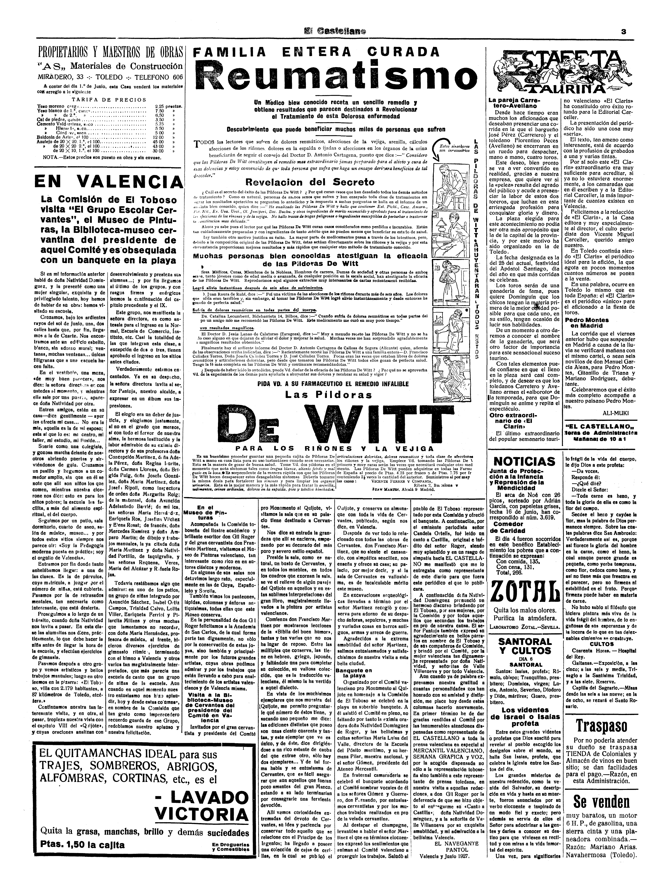 El Castellano, 5-jul-1927, p. 3 - rama Laín de Torrijos-Urda