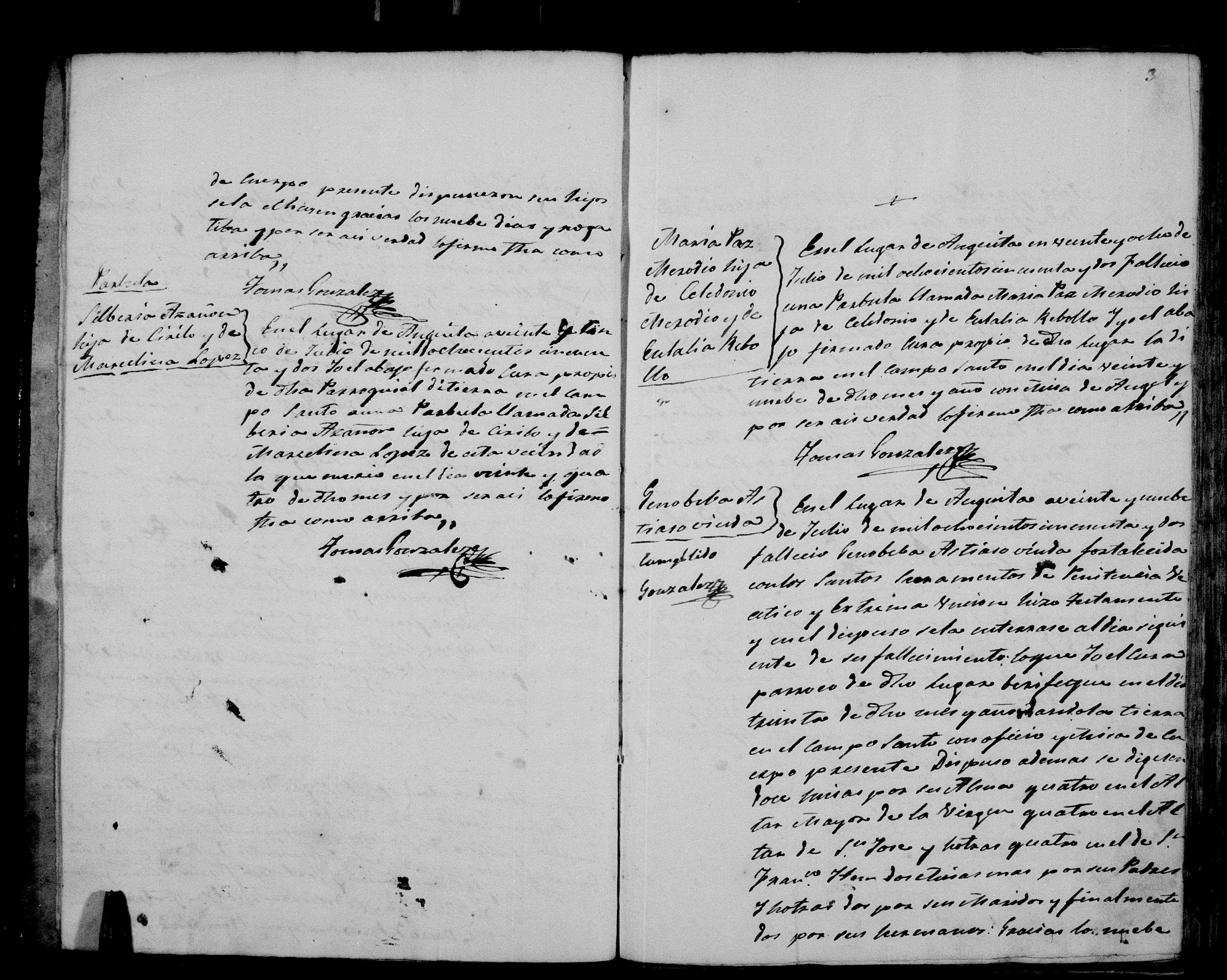Defunción de su viuda, Genoveva Astiaso, Anguita 29-jul-1852