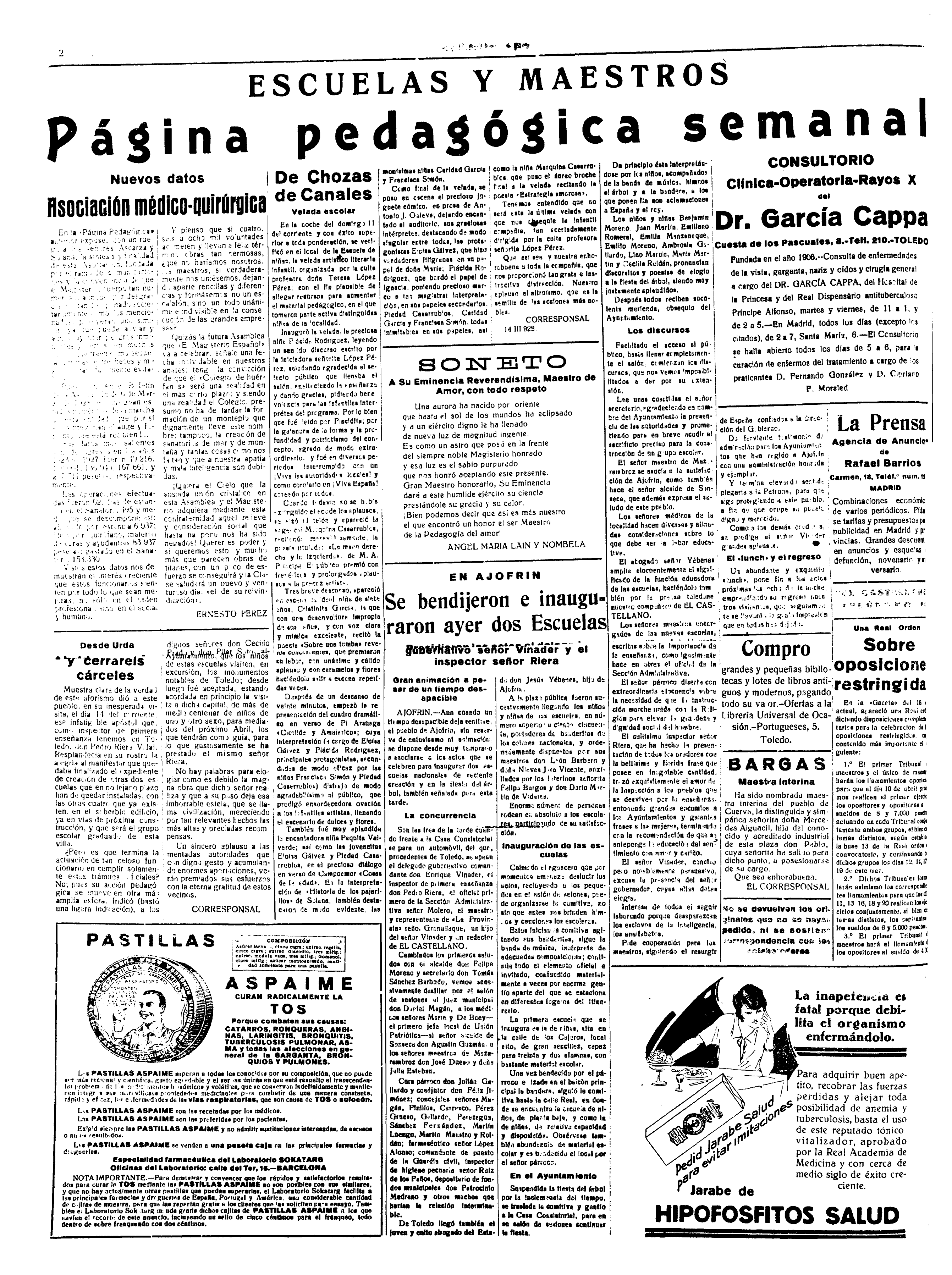 El Castellano, 25-mar-1928, nº 5.961, p. 2 - Ángel María Laín y Nombela