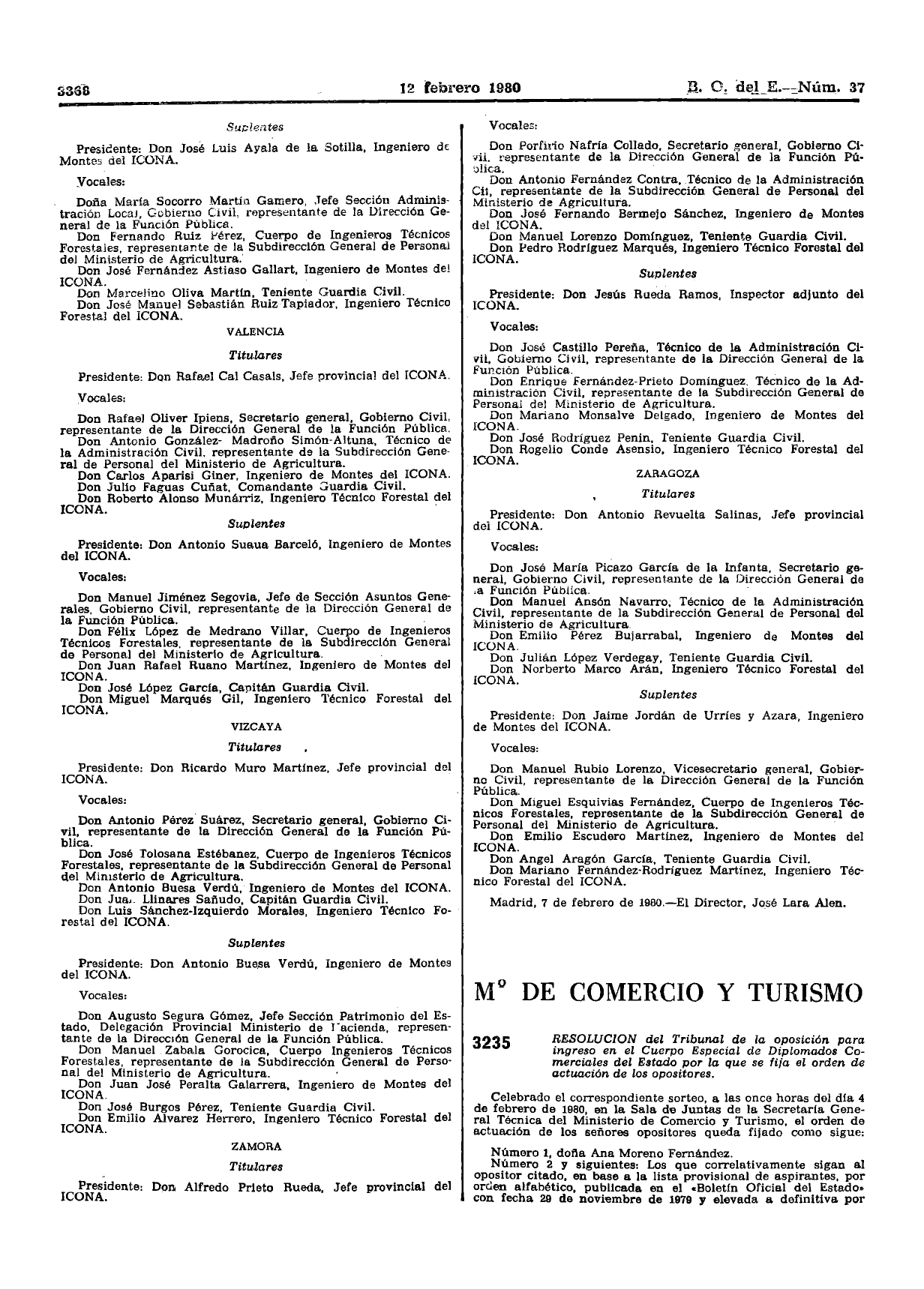 BOE, 12-feb-1980, p. 3368 - vocal de tribunal del ICONA