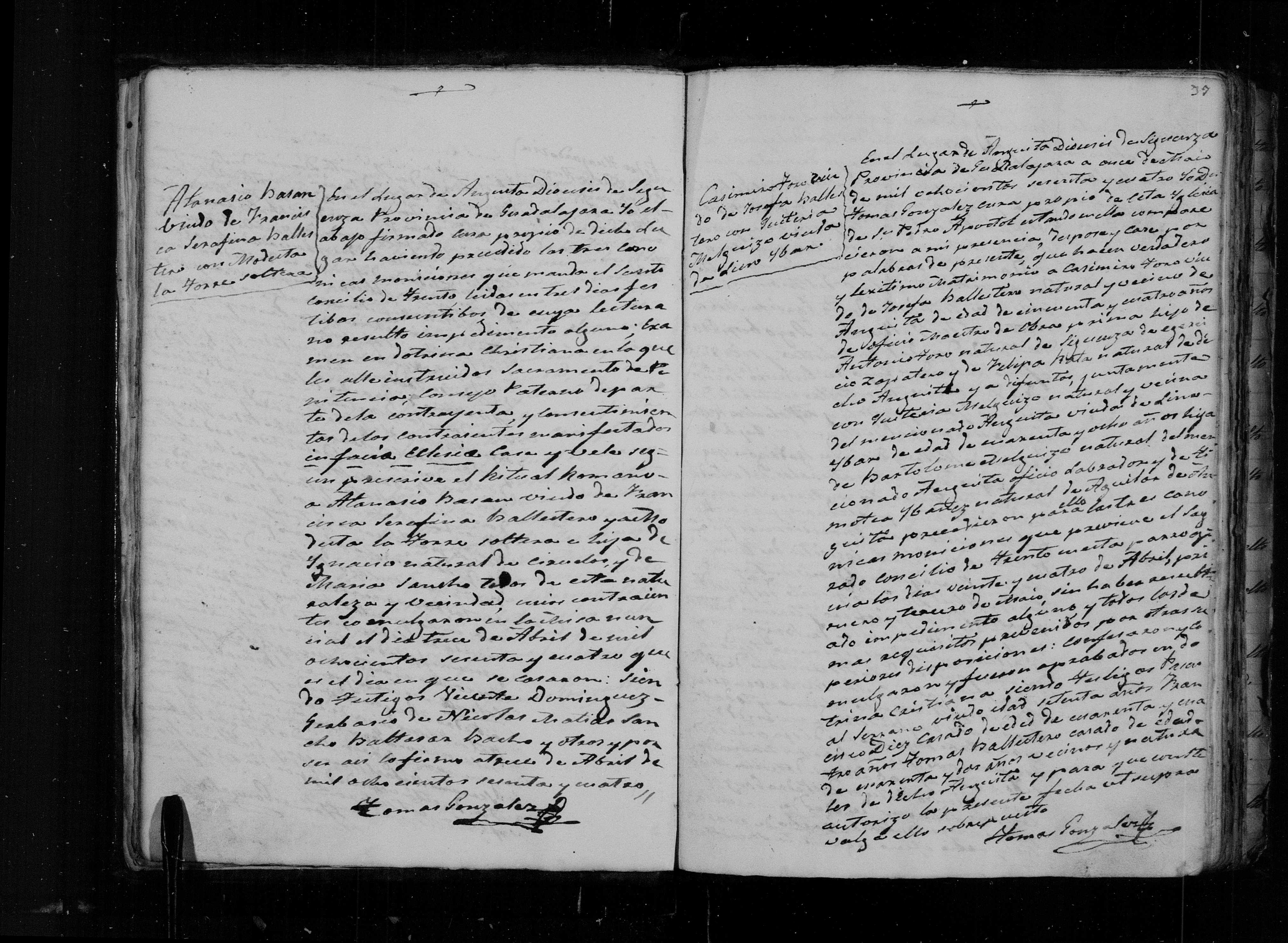 Segunda boda de Atanasio Basán × Modesta La Torre, Anguita 13-abr-1864