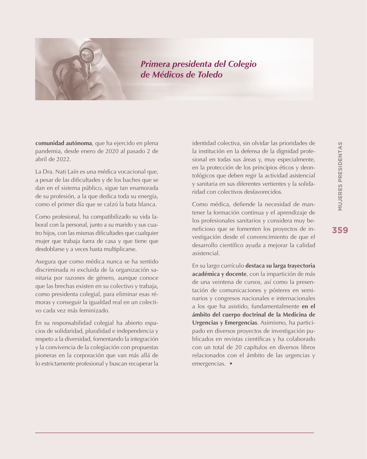 Semblanza de Natividad Laín Terés, 'Mujeres pioneras en la Medicina española' (CGCOM, 2023), p. 359 (continuación)