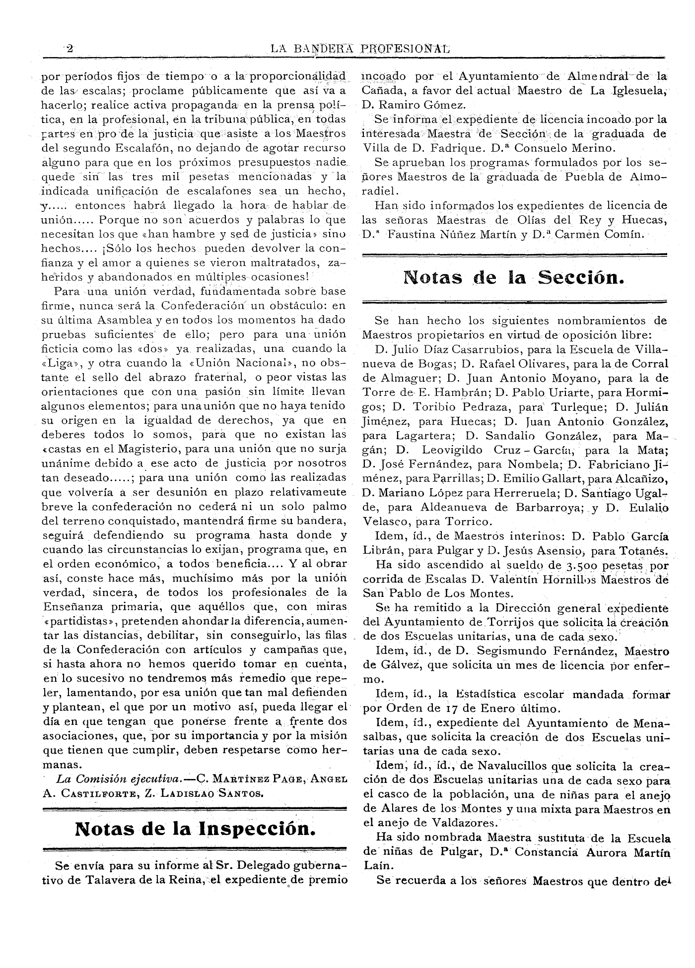 La Bandera Profesional, 5-may-1925, nº 799, p. 2 - Constancia Aurora Martín Laín