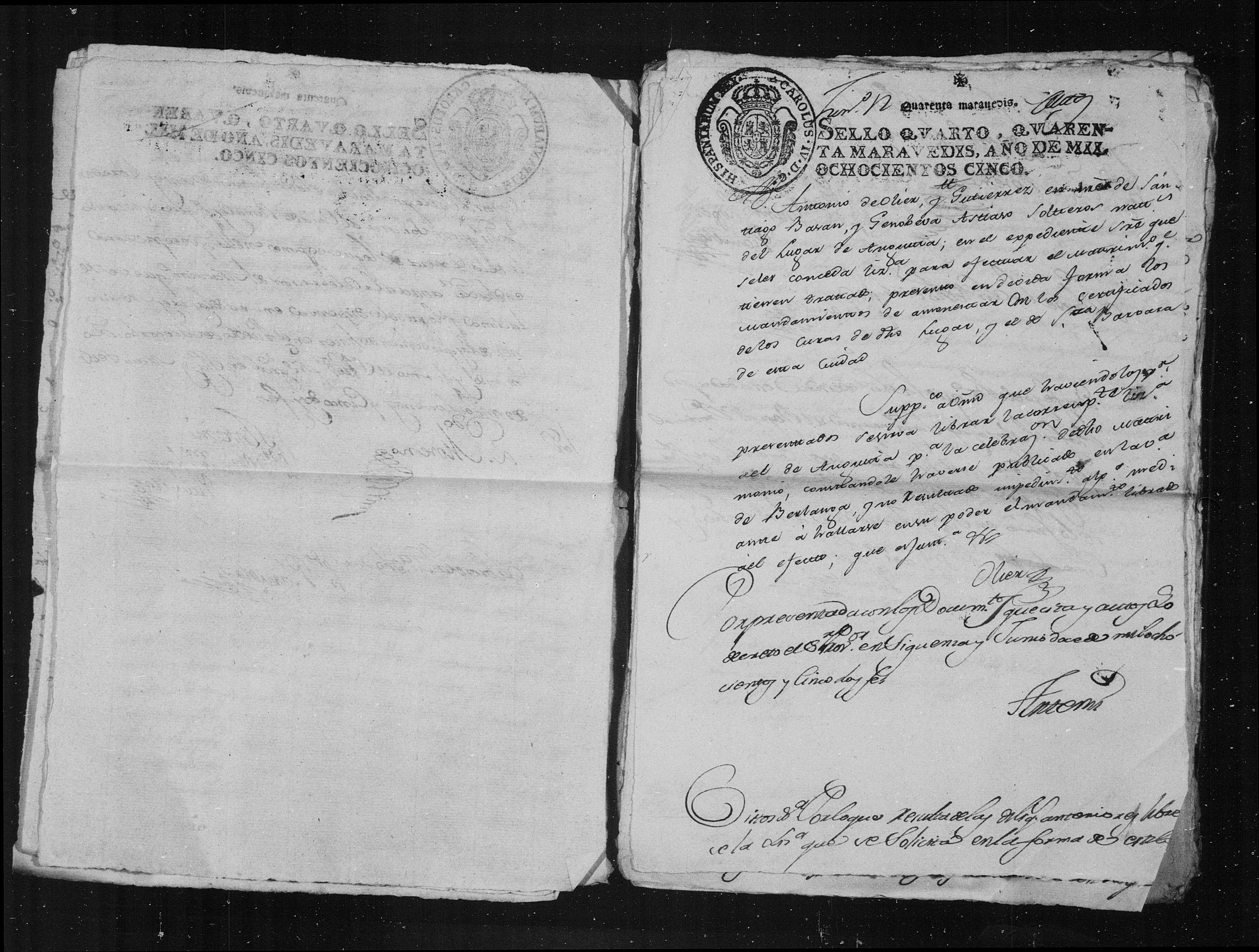 Expediente matrimonial diocesano, Sigüenza 12-jun-1805 - portada (DGS 7653576, img. 334)