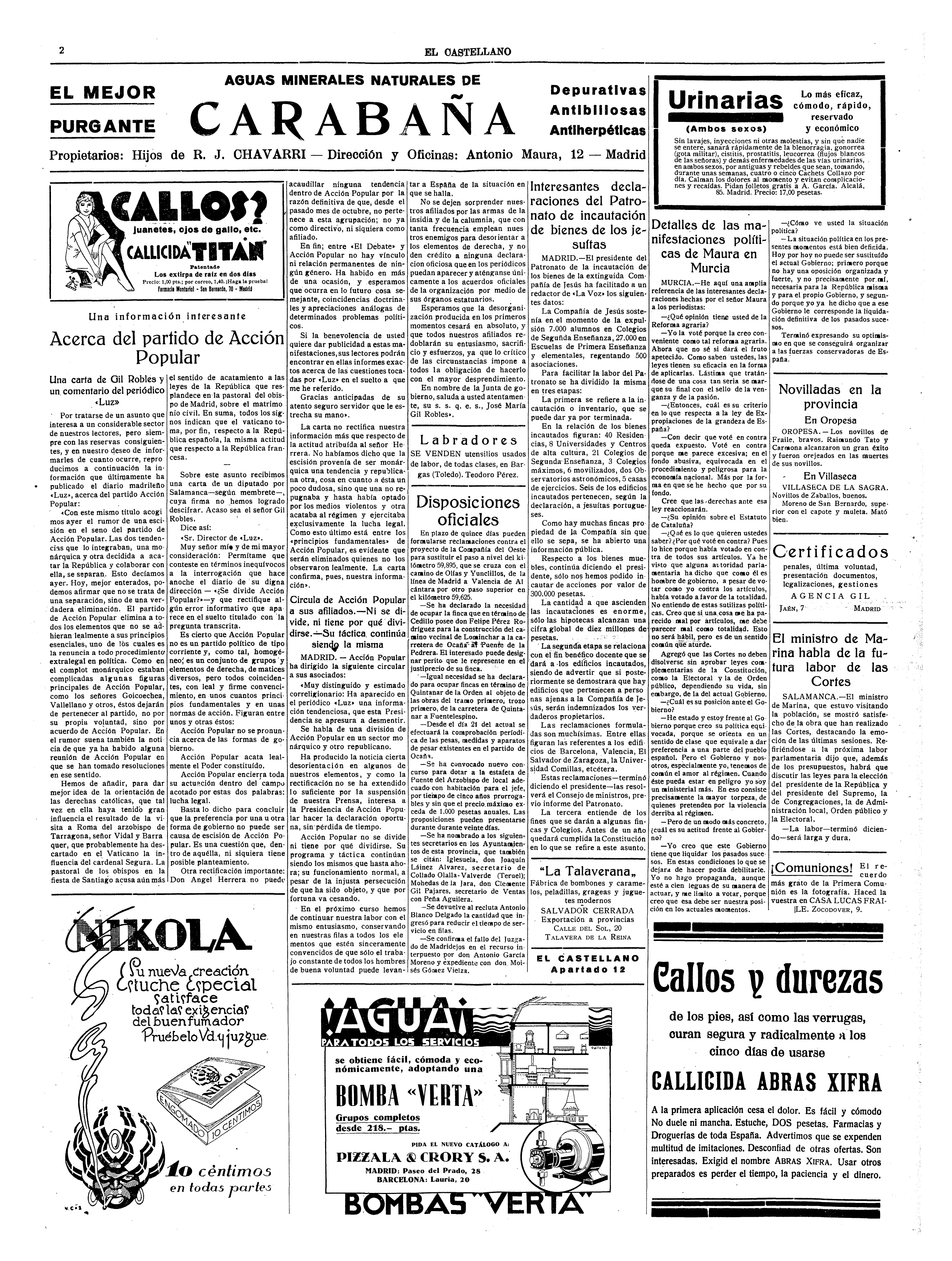 El Castellano, 13-sep-1932, nº 7.286, p. 2 - nota sobre Miguel María Delgado Saavedra