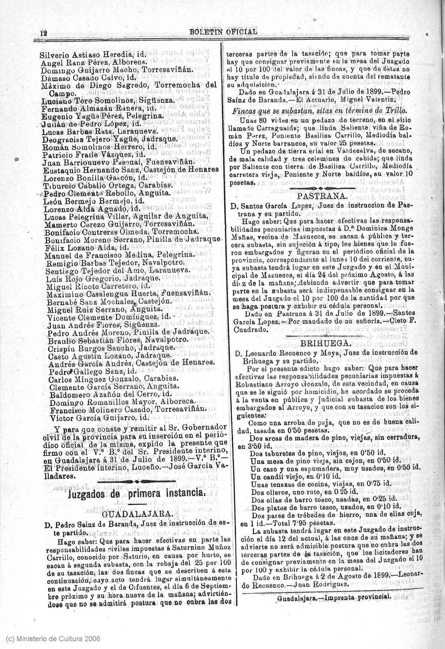 BOP de Guadalajara (1899) - Silverio Astiaso Heredia