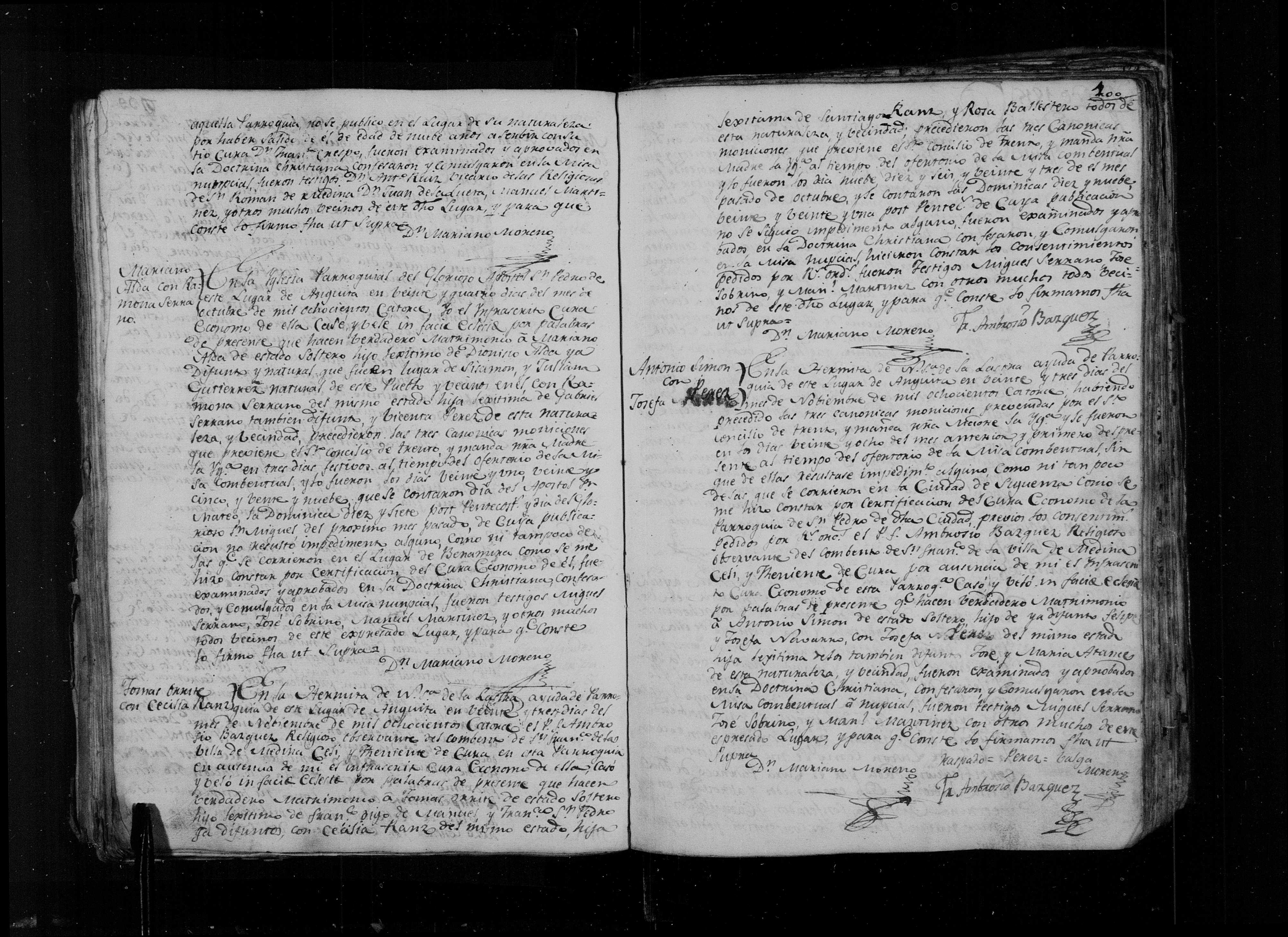 Libro 4º Matrimonios Anguita, f. 100 (img. 2324) - Mariano Alba × Ramona Serrano, 24-oct-1814