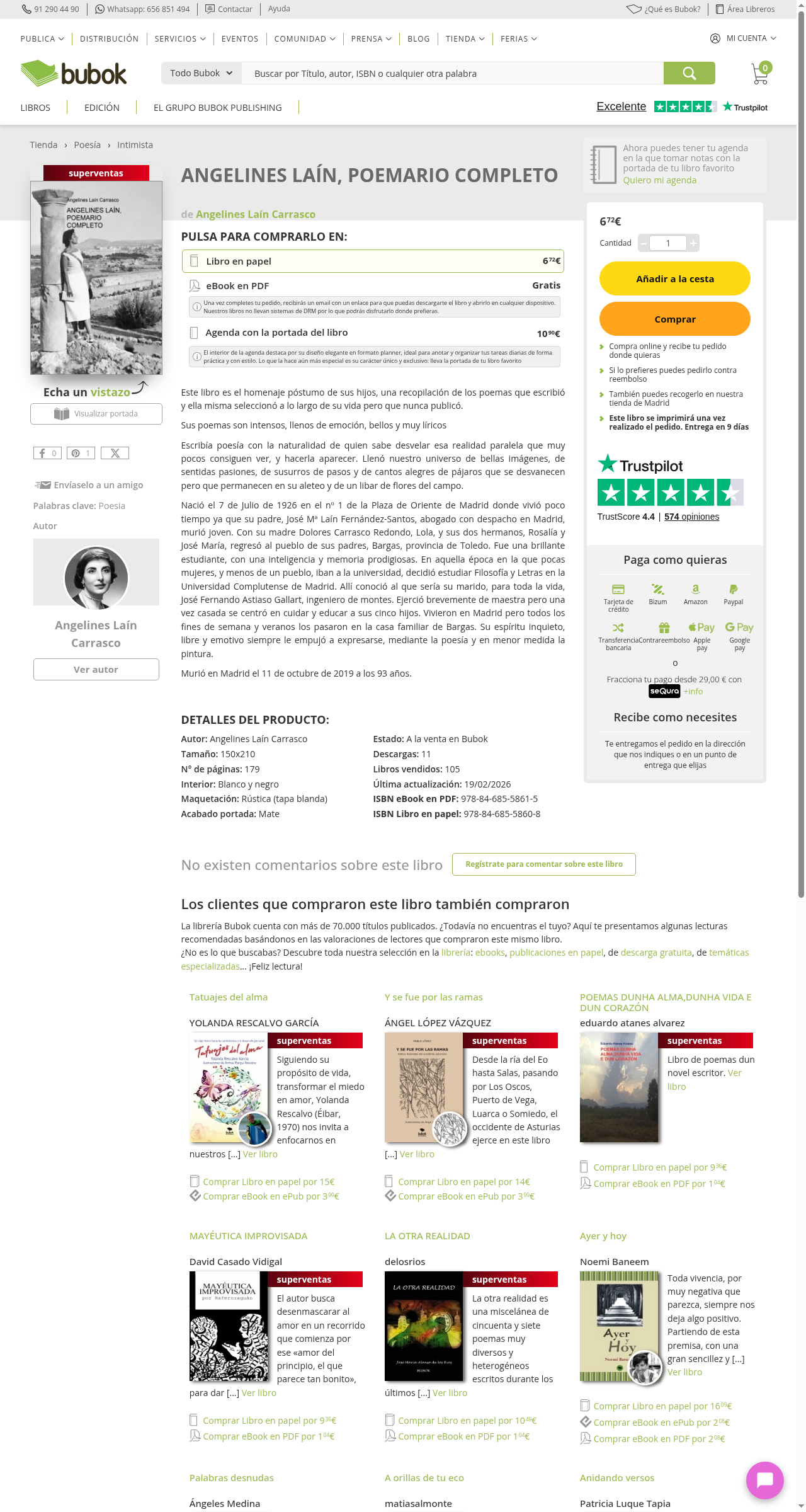 Bubok - 'Angelines Laín, Poemario Completo': biografía de la autora