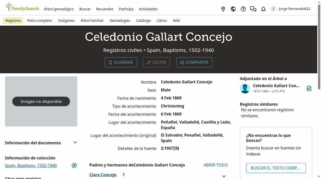 Registro FS (F55M-2H3) - bautismo de Celedonio Gallart Concejo, Peñafiel 4-feb-1869